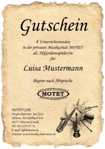 Gutscheine für Gitarrenunterricht Münster